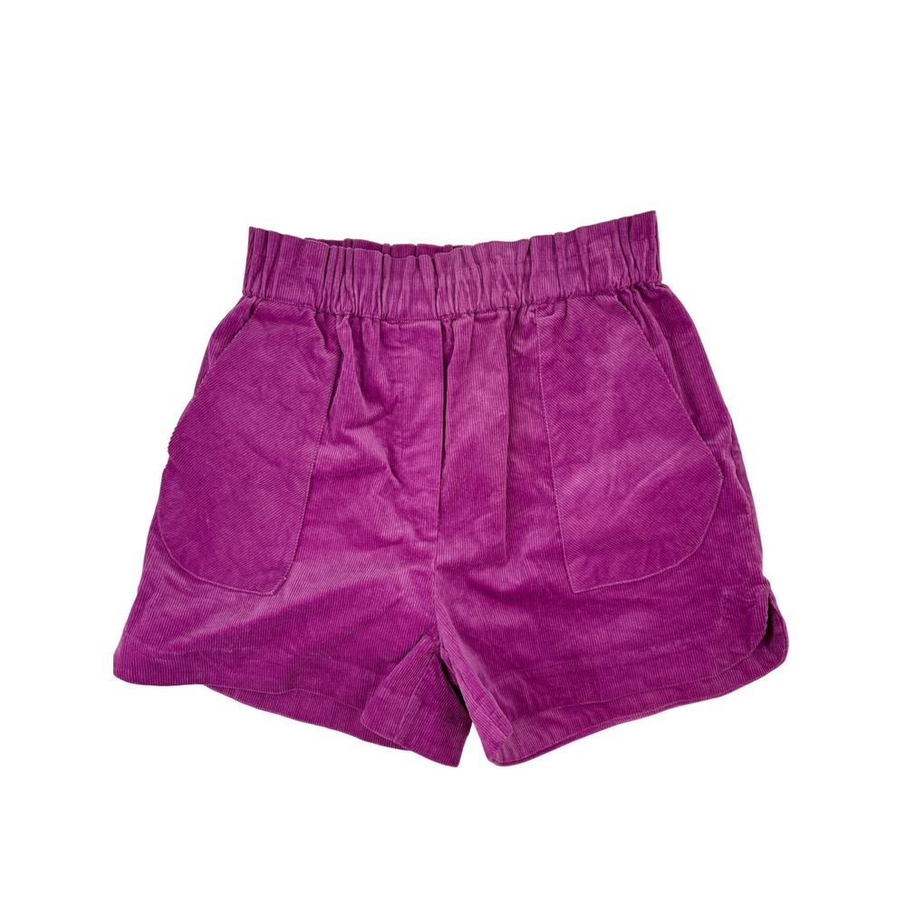 Women's Purple Corduroy Elastic-Waist Shorts